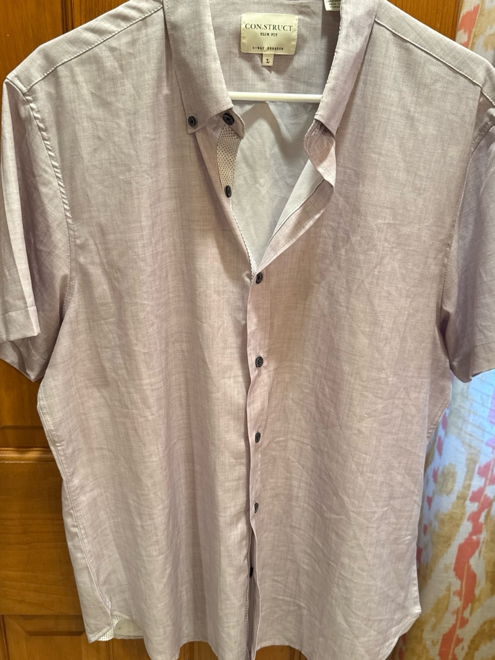 Con.struct Men’s Short-Sleeve Shirt in Light Lilac Gray